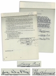 The Three Stooges Meet Hercules 1961 Contract Signed by Moe Howard, Larry Fine & Joe DeRita With Another Page Additionally Signed by Moe -- 20pp. Measures 8.5 x 11.75 -- Near Fine